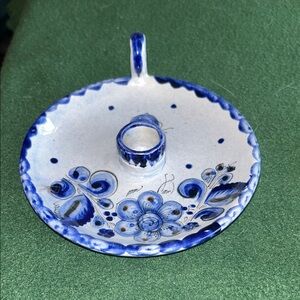 Blue and White Ceramic Candle Holder